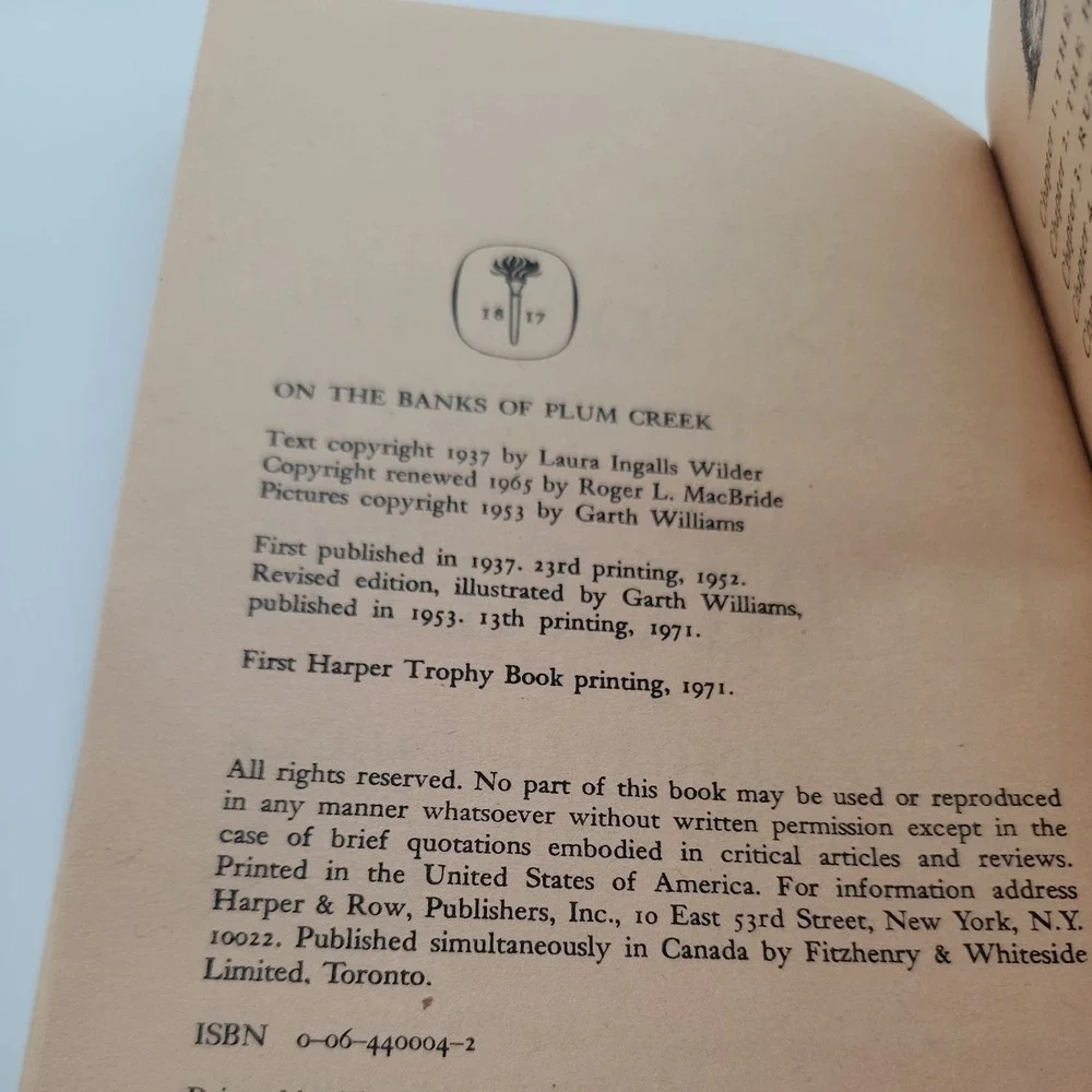 Little House on the Prairie Set‎ Of 7 Books Harper 1st Ed Printing 1971 Vintage
